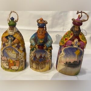 Jim Shore by Enesco Three Wisemen Heartwood Creek Hanging Ornaments 2003
